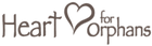 Logo with 'Heart for Orphans' text and a heart symbol in the middle.