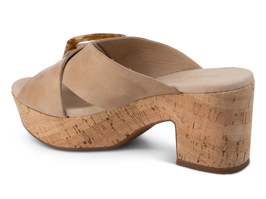 CHOCOLAT BLU GRITA CROSS STRAP KORK HEEL SANDAL