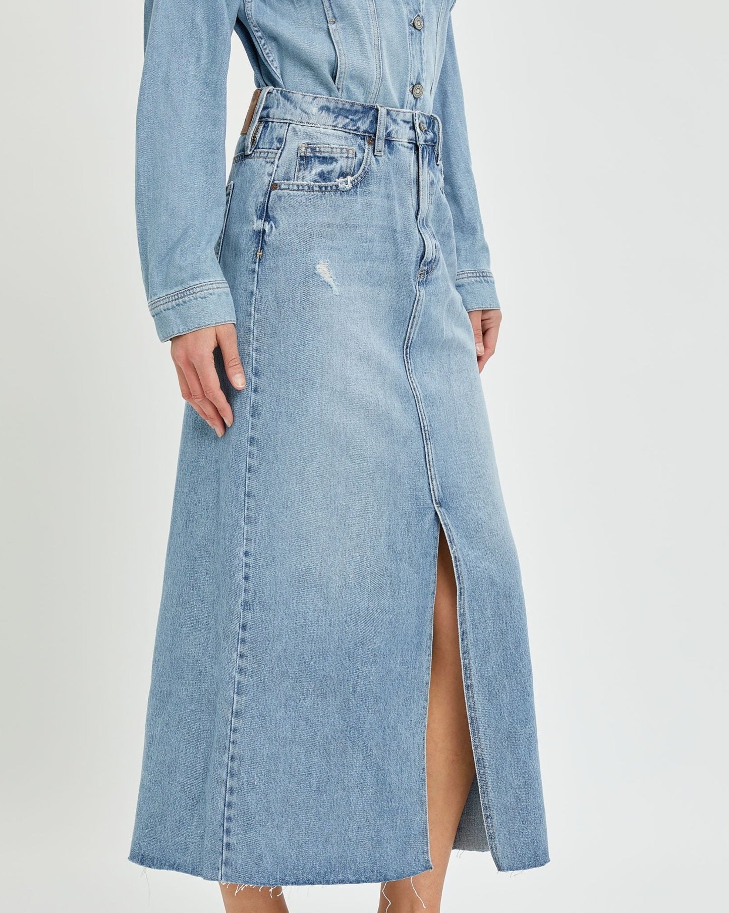 PEYTON DENIM MIDI SKIRT