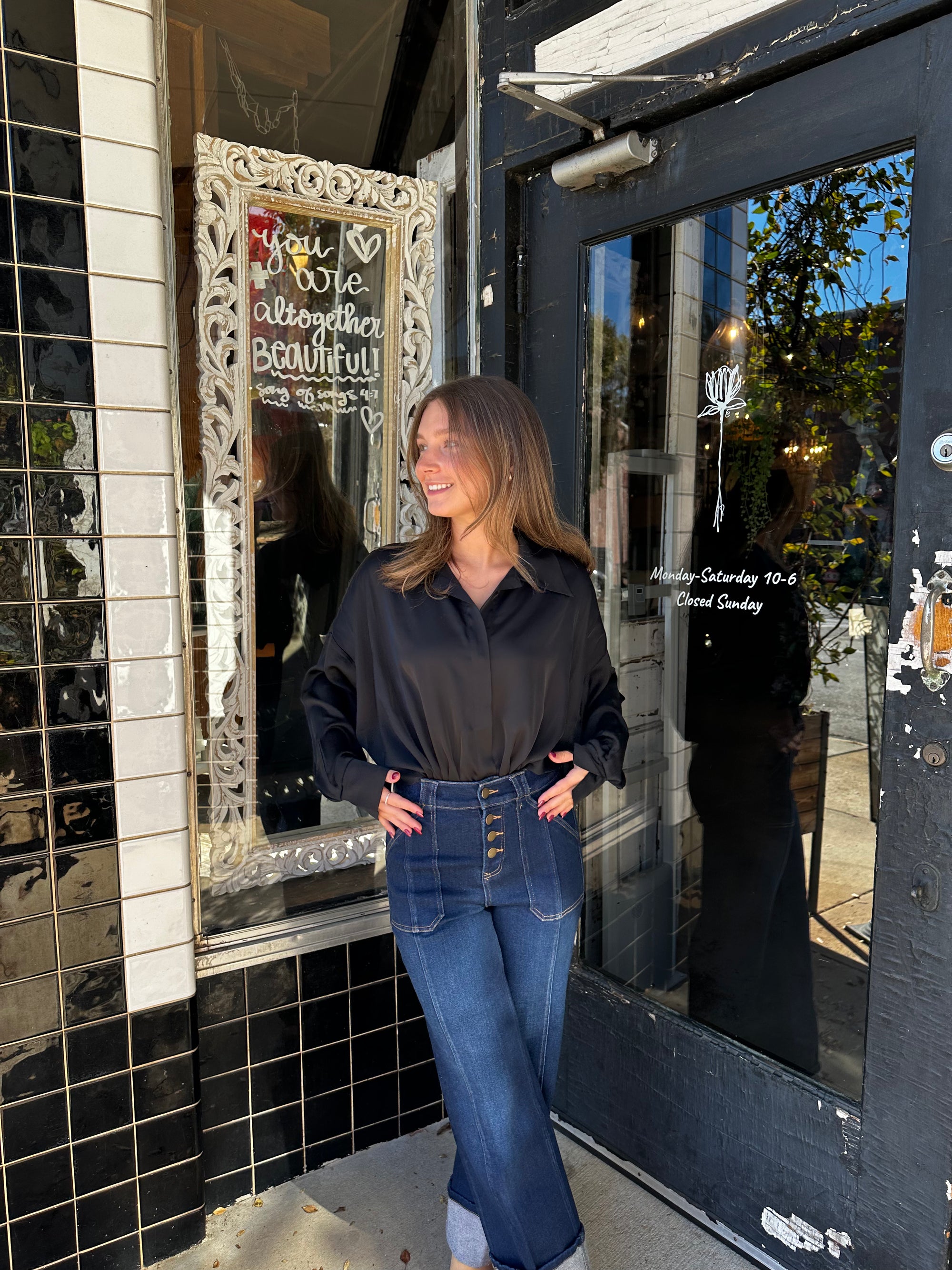 “AFTER HOURS” Satin Collared Blouse