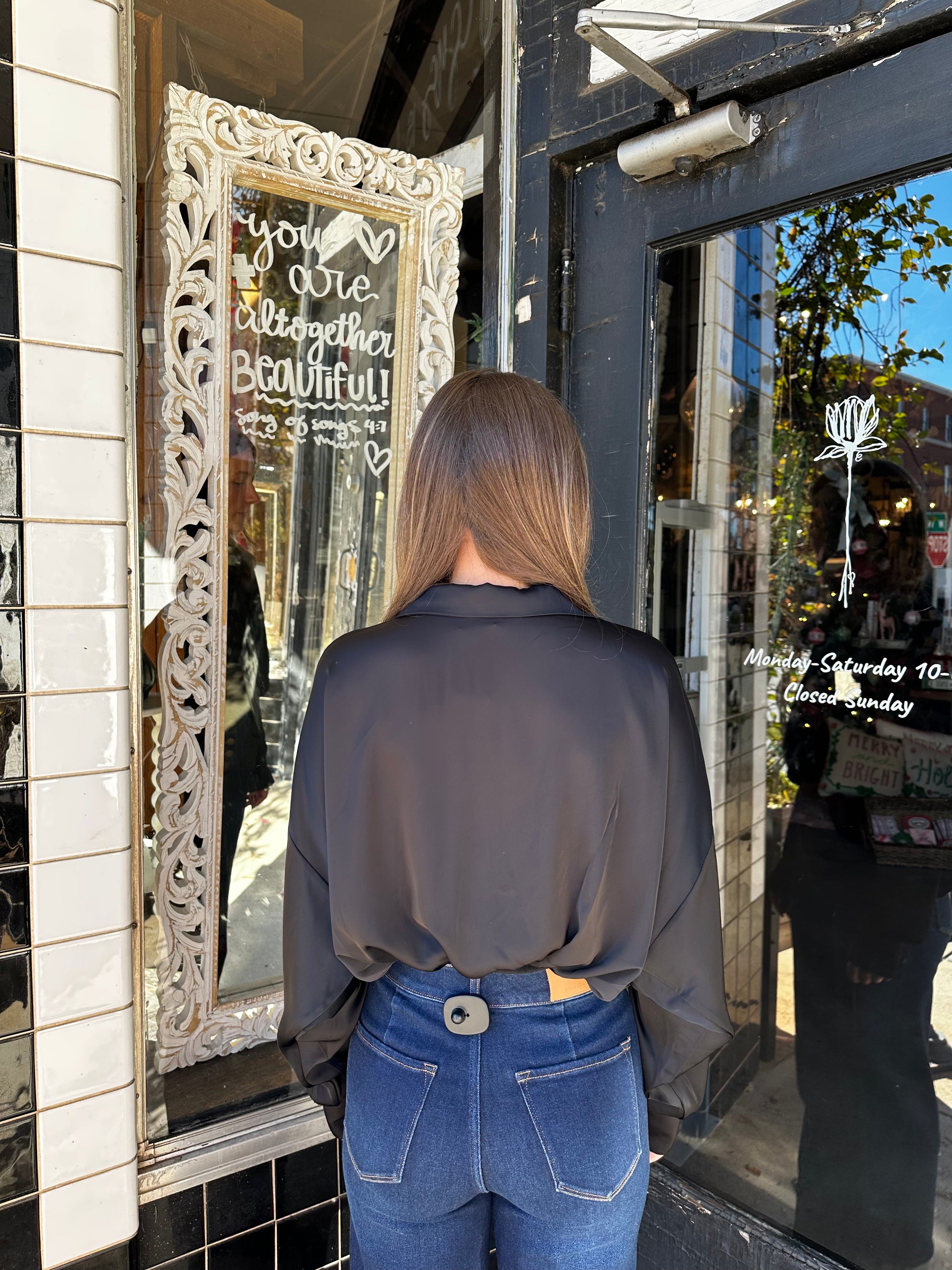 “AFTER HOURS” Satin Collared Blouse
