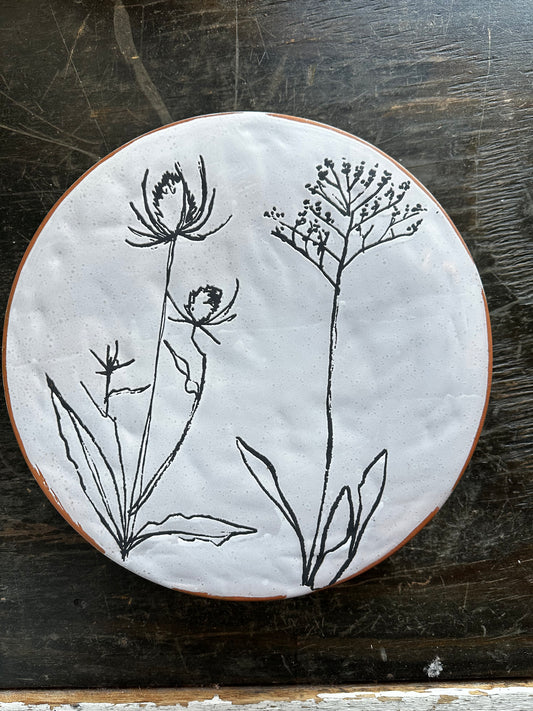 DEBOSSED STONEWARE PEDESTAL