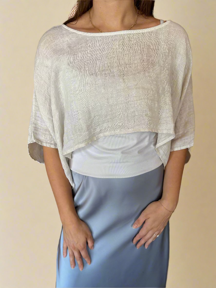 LINEN CROPPED PONCHO from COBBLESTONE