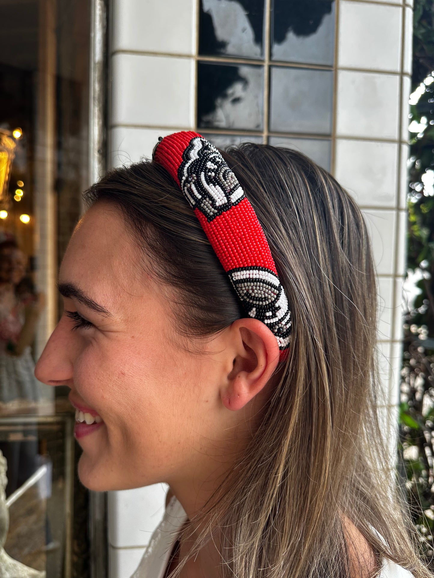 BULLDOG BEADED HEADBAND