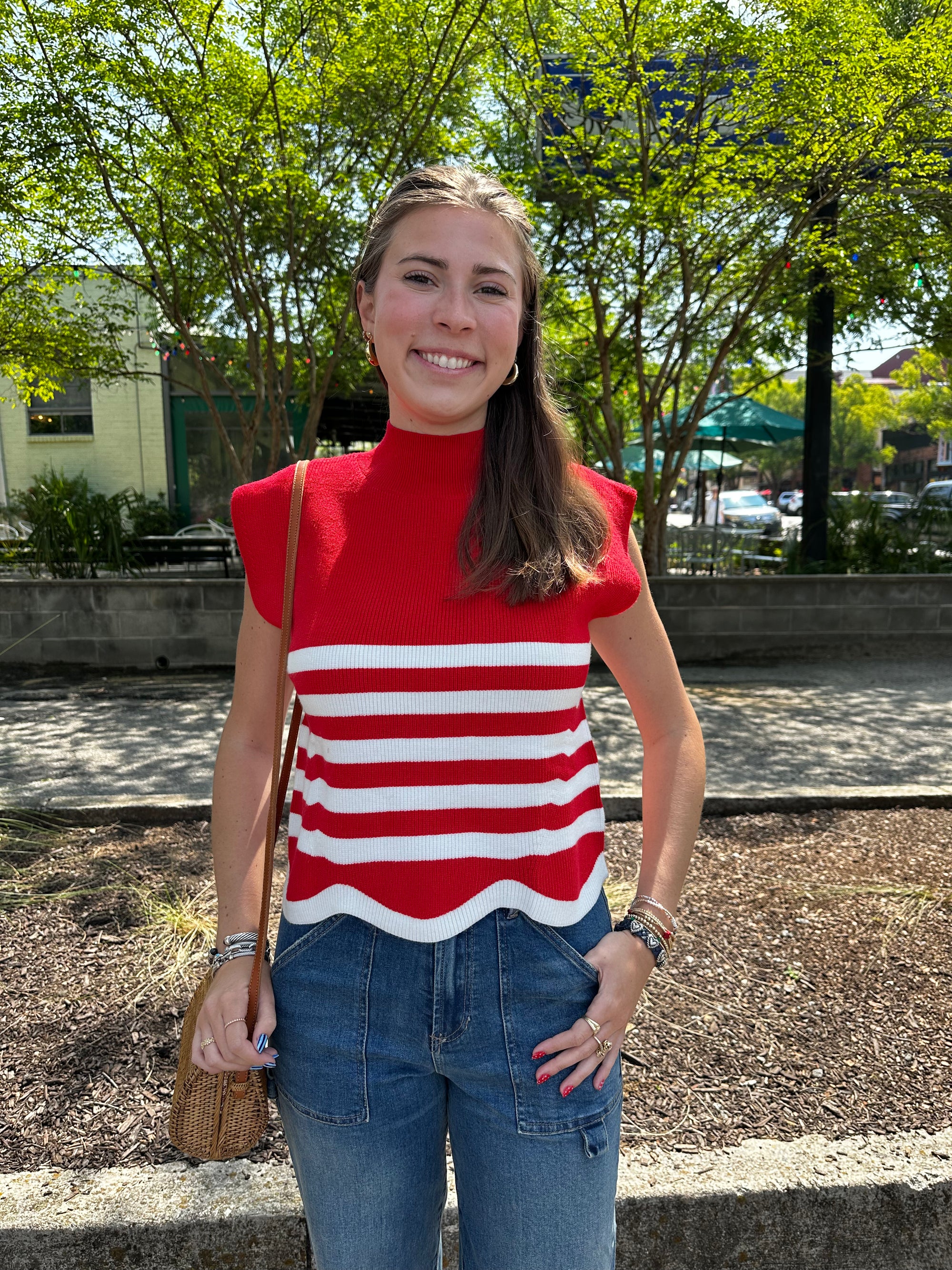 red striped sweater top