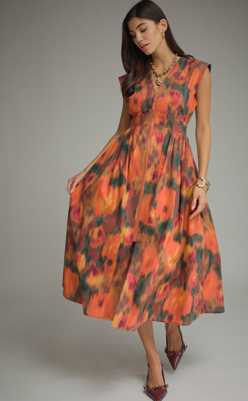 The Ember Bloom Midi Dress