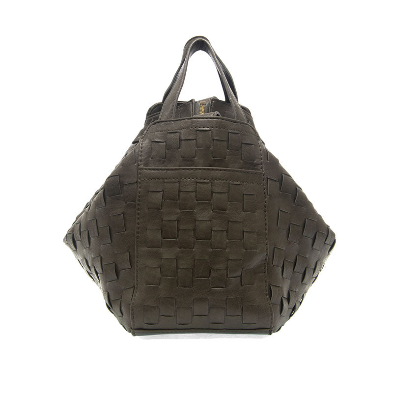 BRENNA WOVEN BOWLER SATCHEL