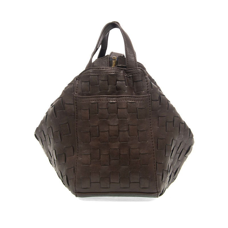 BRENNA WOVEN BOWLER SATCHEL