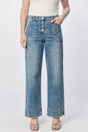 HOLLY BUTTON FLY WIDE LEG DENIM by Dear John