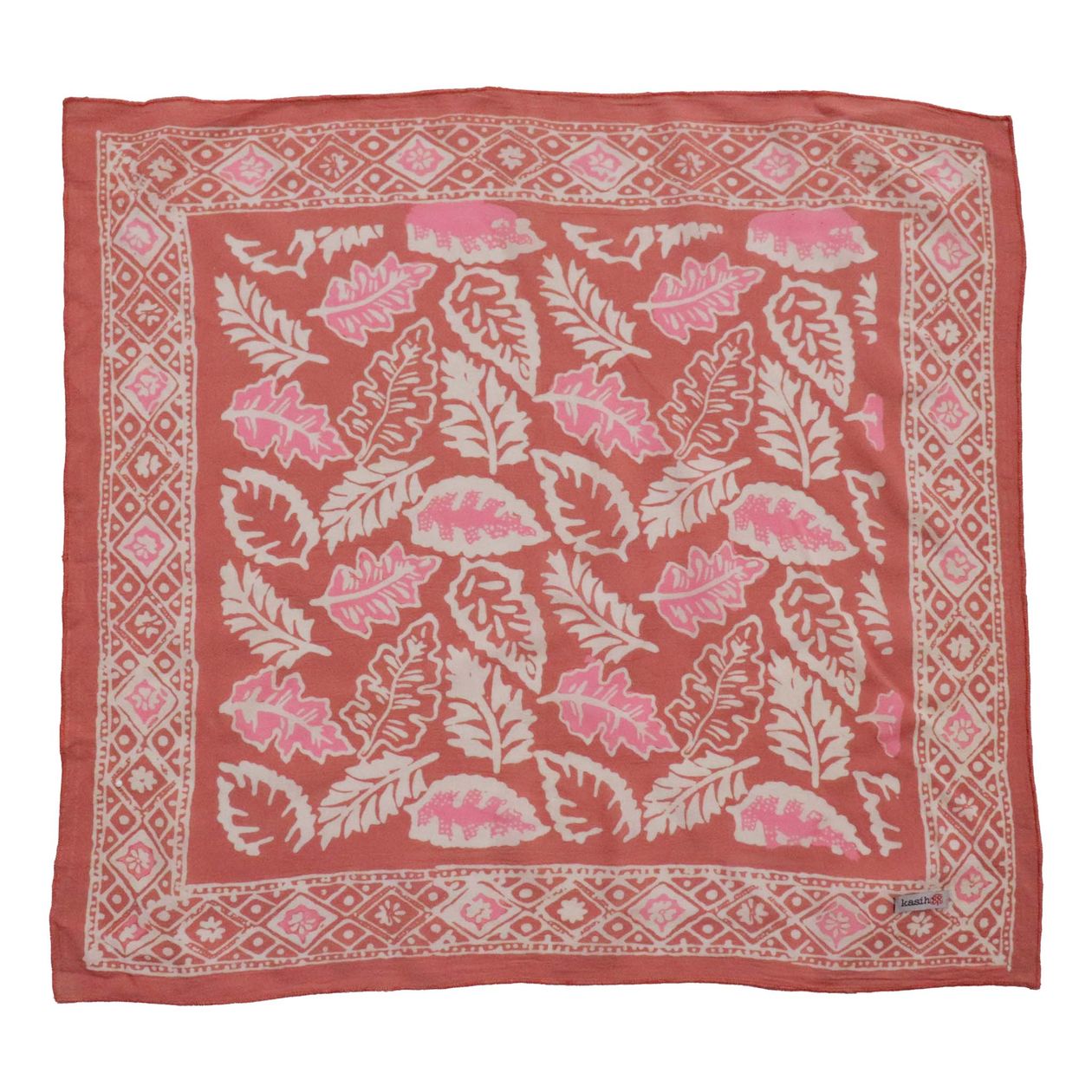PEACH PINK CORAL LEAVES HAIR SCARF