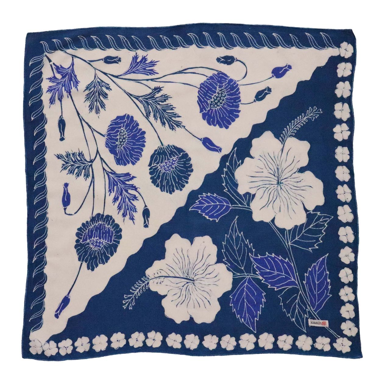 POPPY BLUE HAND DRAWN BATIK TULIS BANDANA