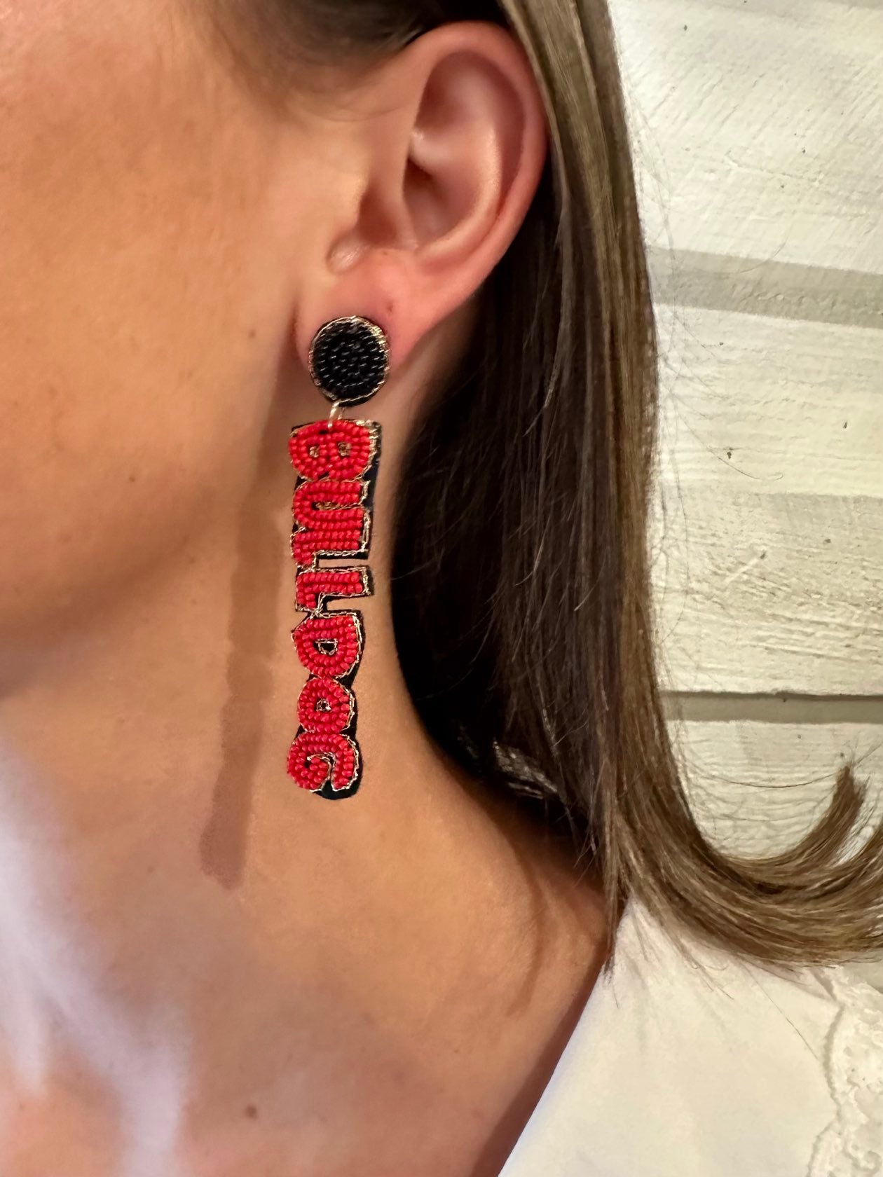 BULLDOG BEADED EARRINGS