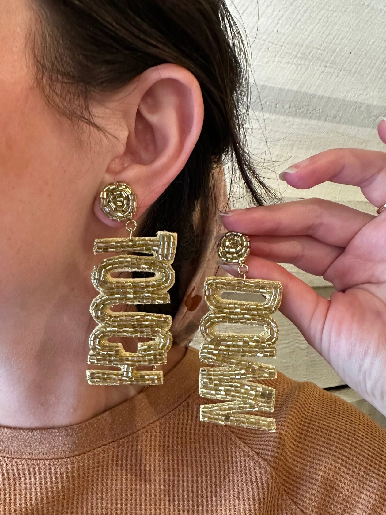 BEADED "TOUCH DOWN" EARRINGS