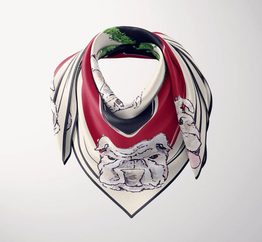 "WHERE MY DAWGS AT" PREMIUM SILK SCARF (small) by LEAH LATURELL ART