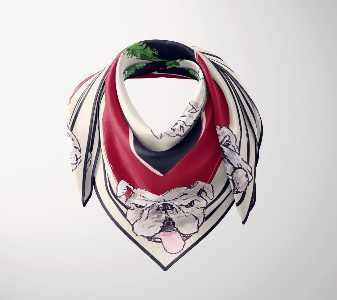 "WHERE MY DAWGS AT" PREMIUM SILK SCARF by LEAH LATURELL ART