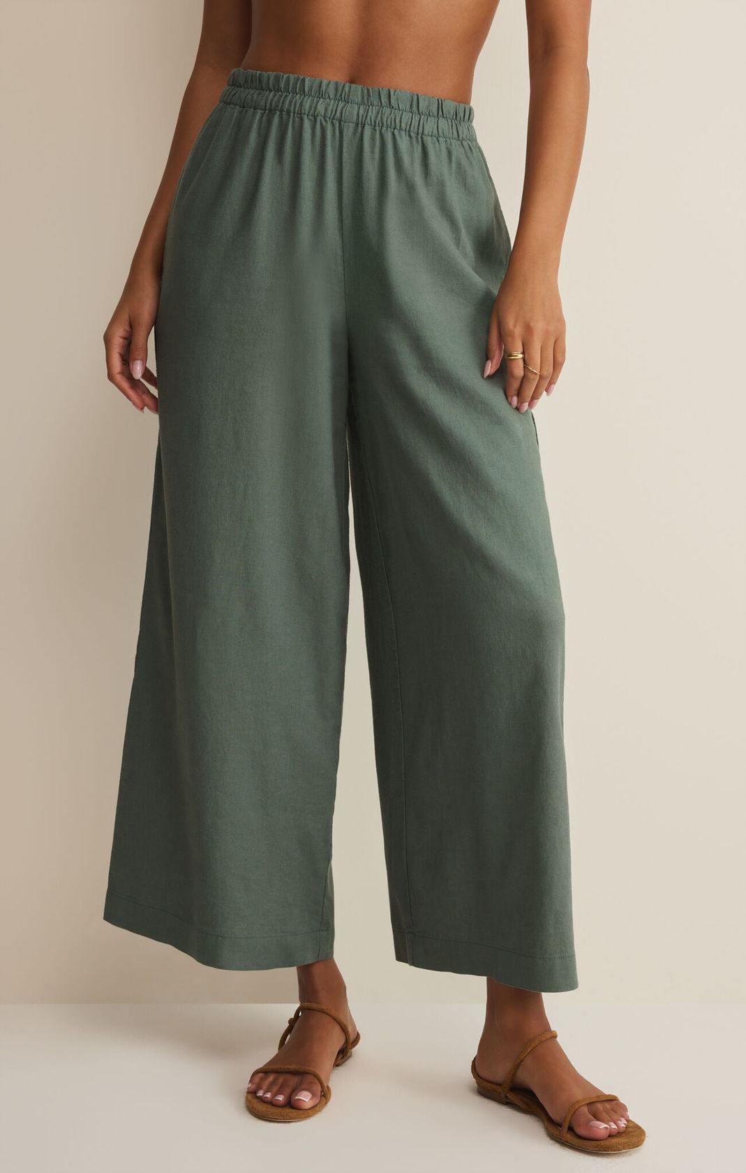 Green wide leg pant