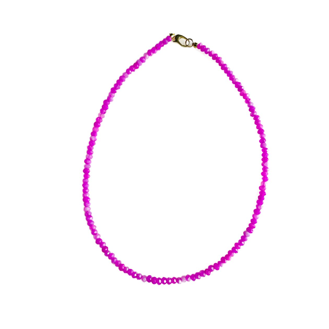 Necklace with pink beads on a white background