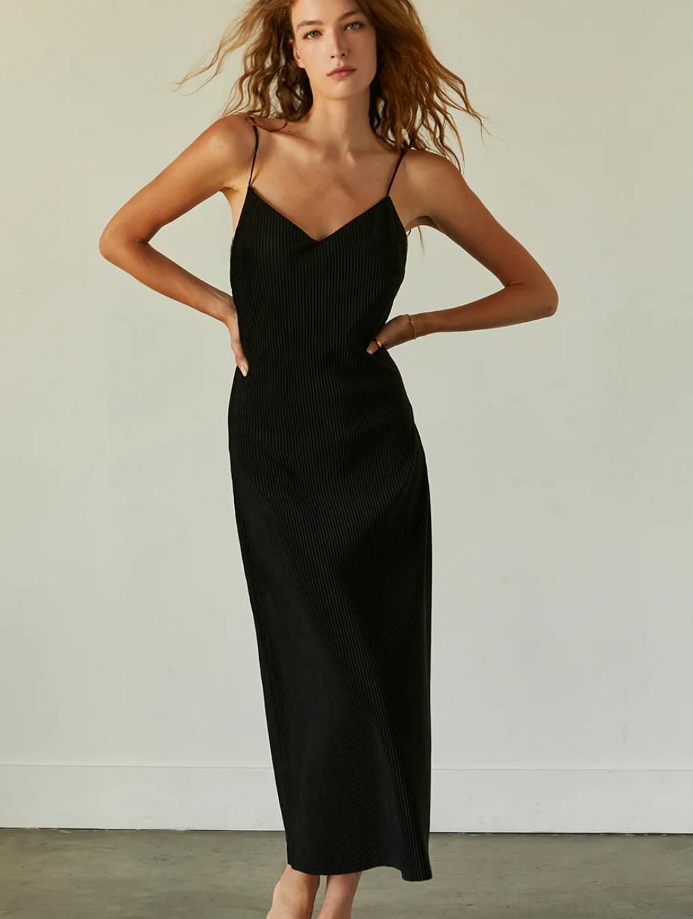 SAMANTHA PLEATED VELVET MAXI DRESS