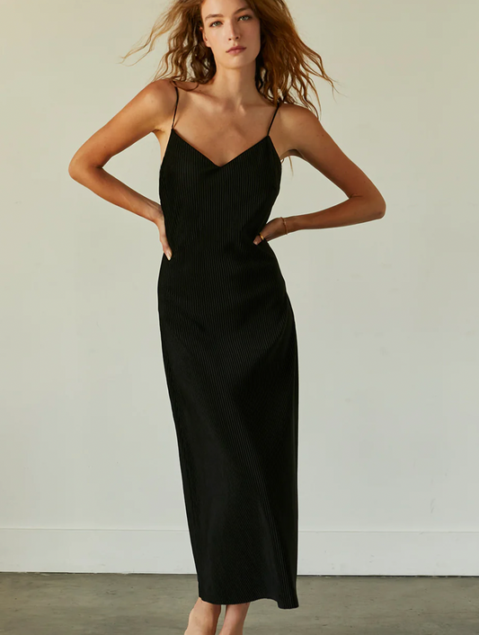 SAMANTHA PLEATED VELVET MAXI DRESS