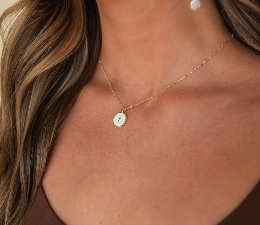 LITTLE HAPPY CROSS NECKLACE by INSPIRE DESIGNS