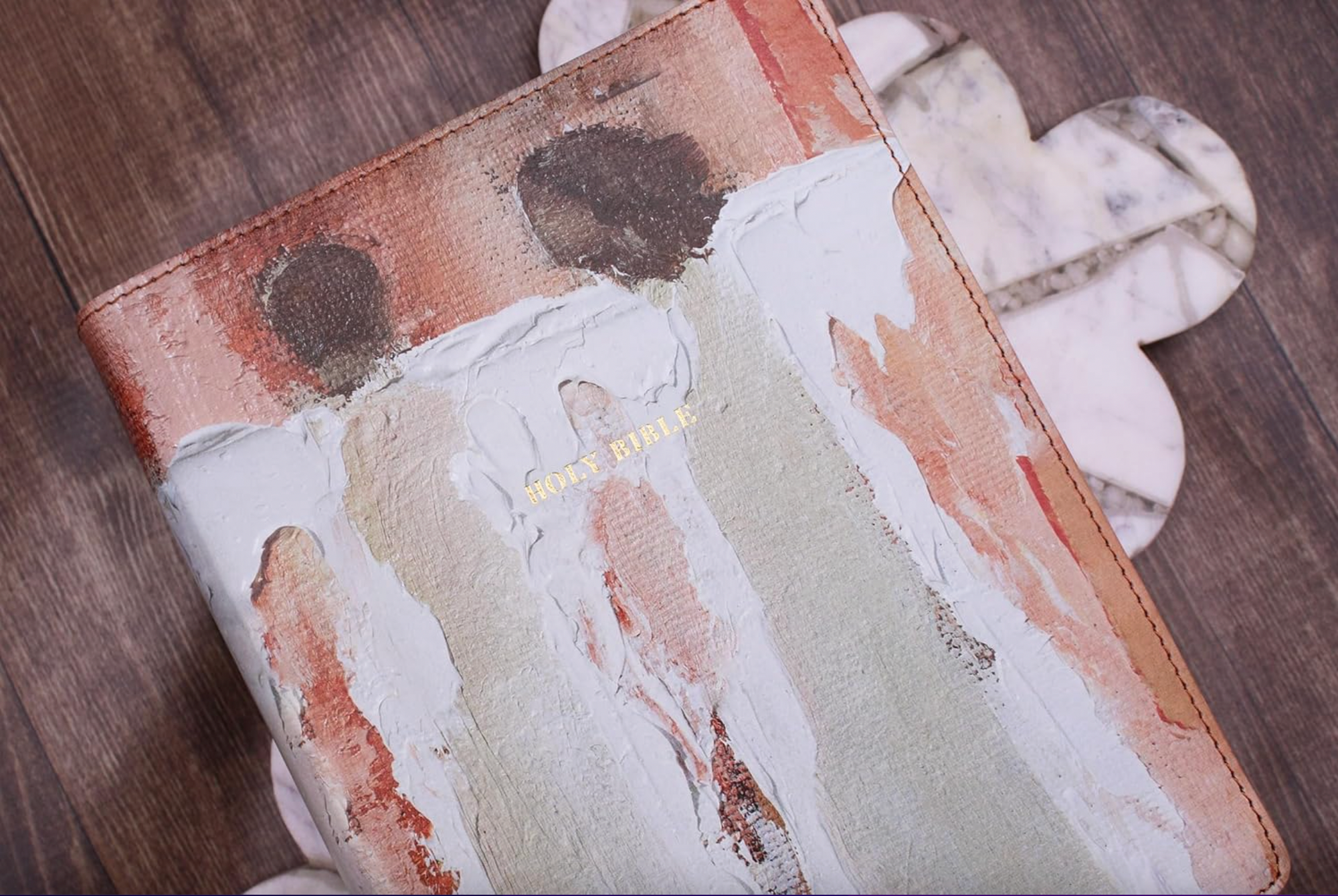 Placemat with artistic design on a wooden surface