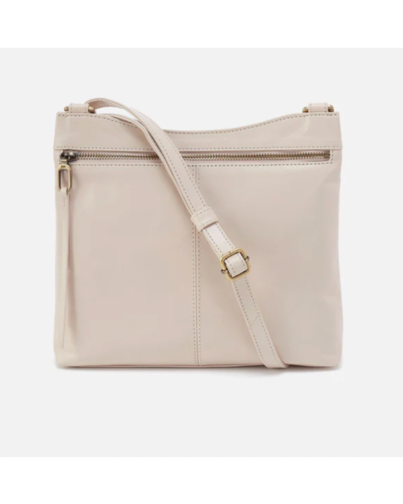 Beige crossbody bag on a white background