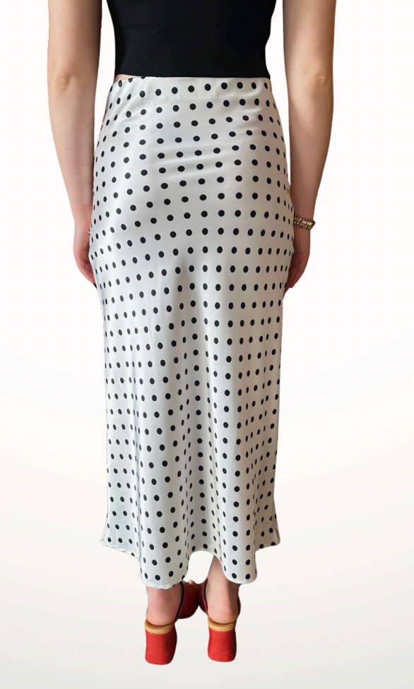 polka dot maxi satin skirt