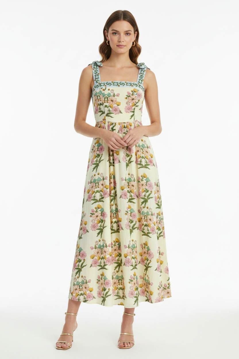 Floral dress with a white background