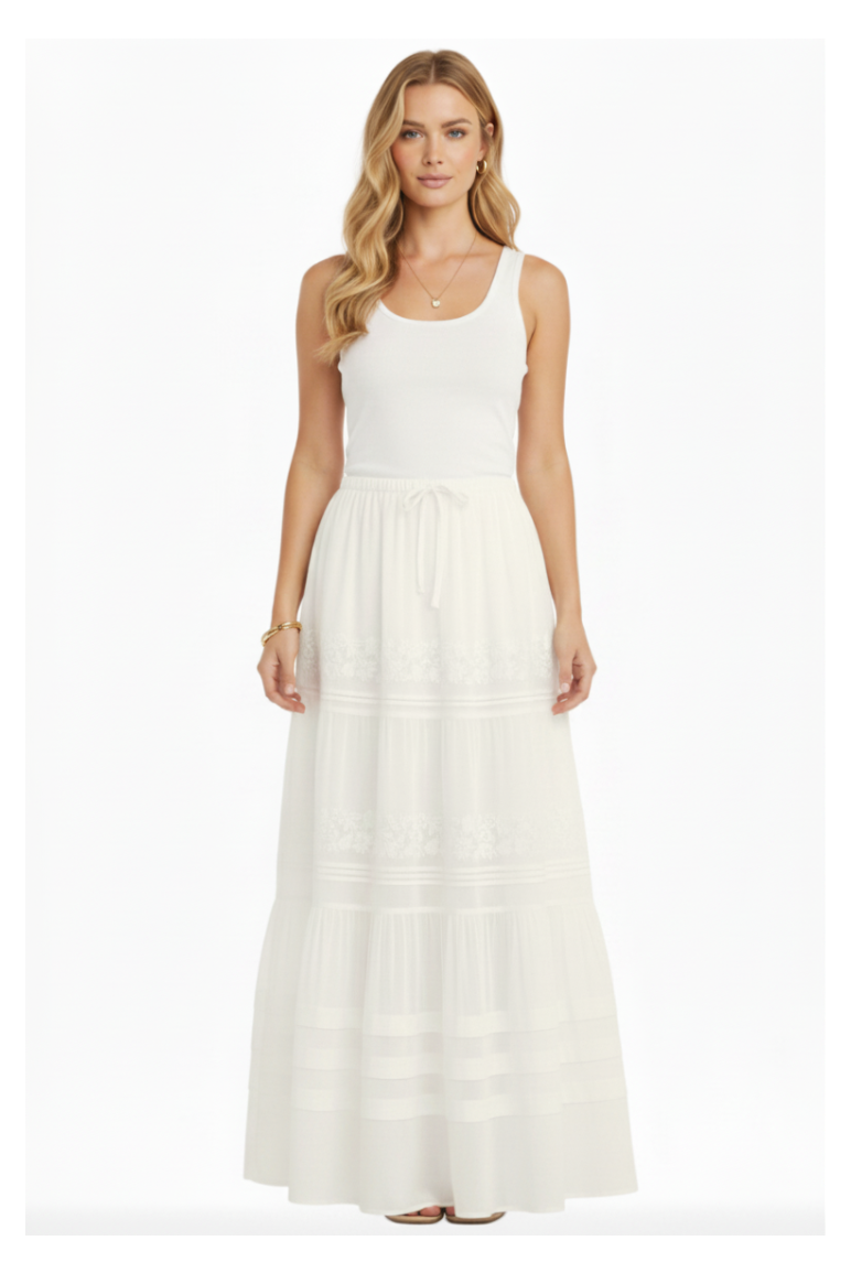White skirt on a white background