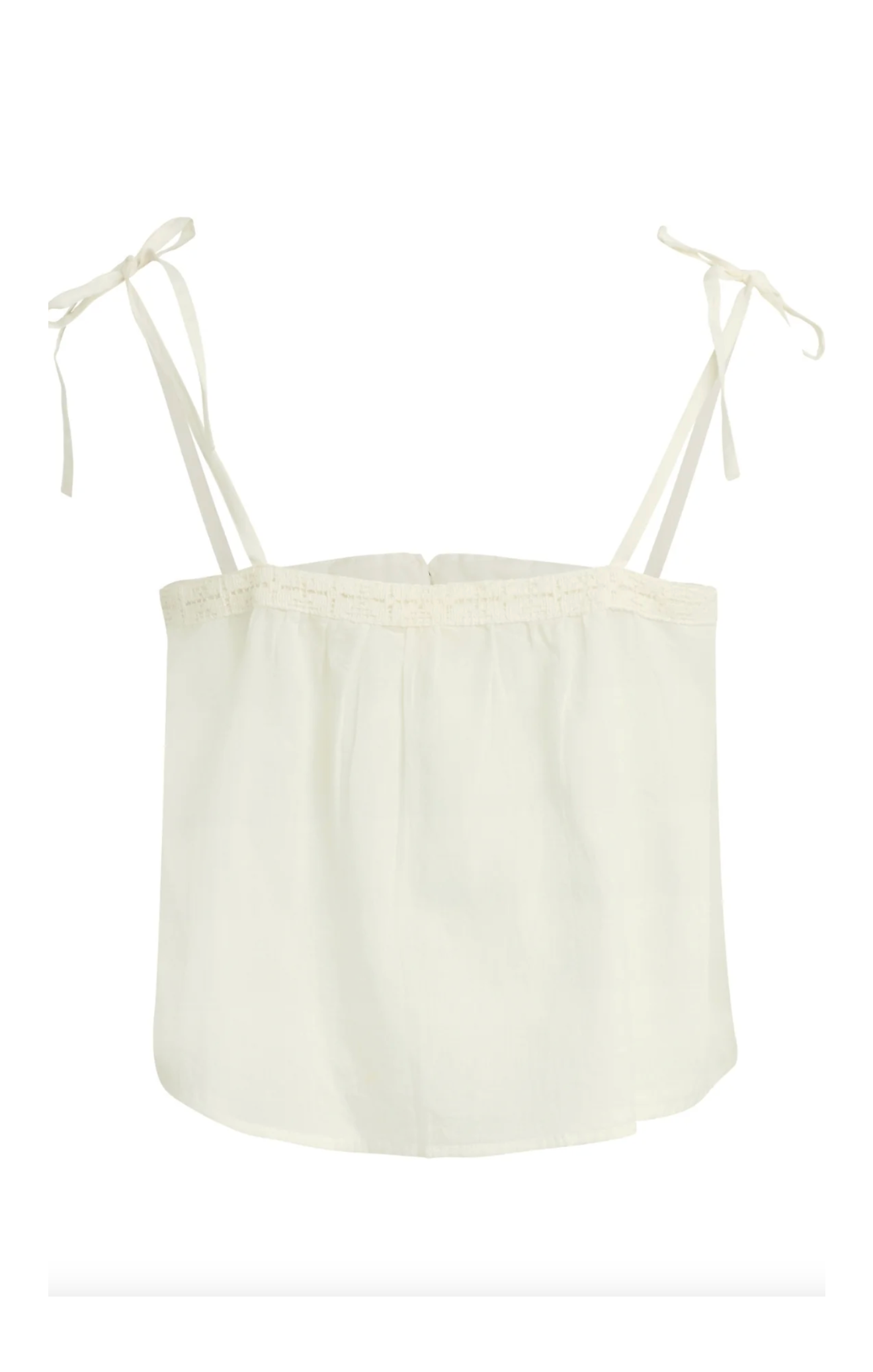 White spaghetti strap top on a white background