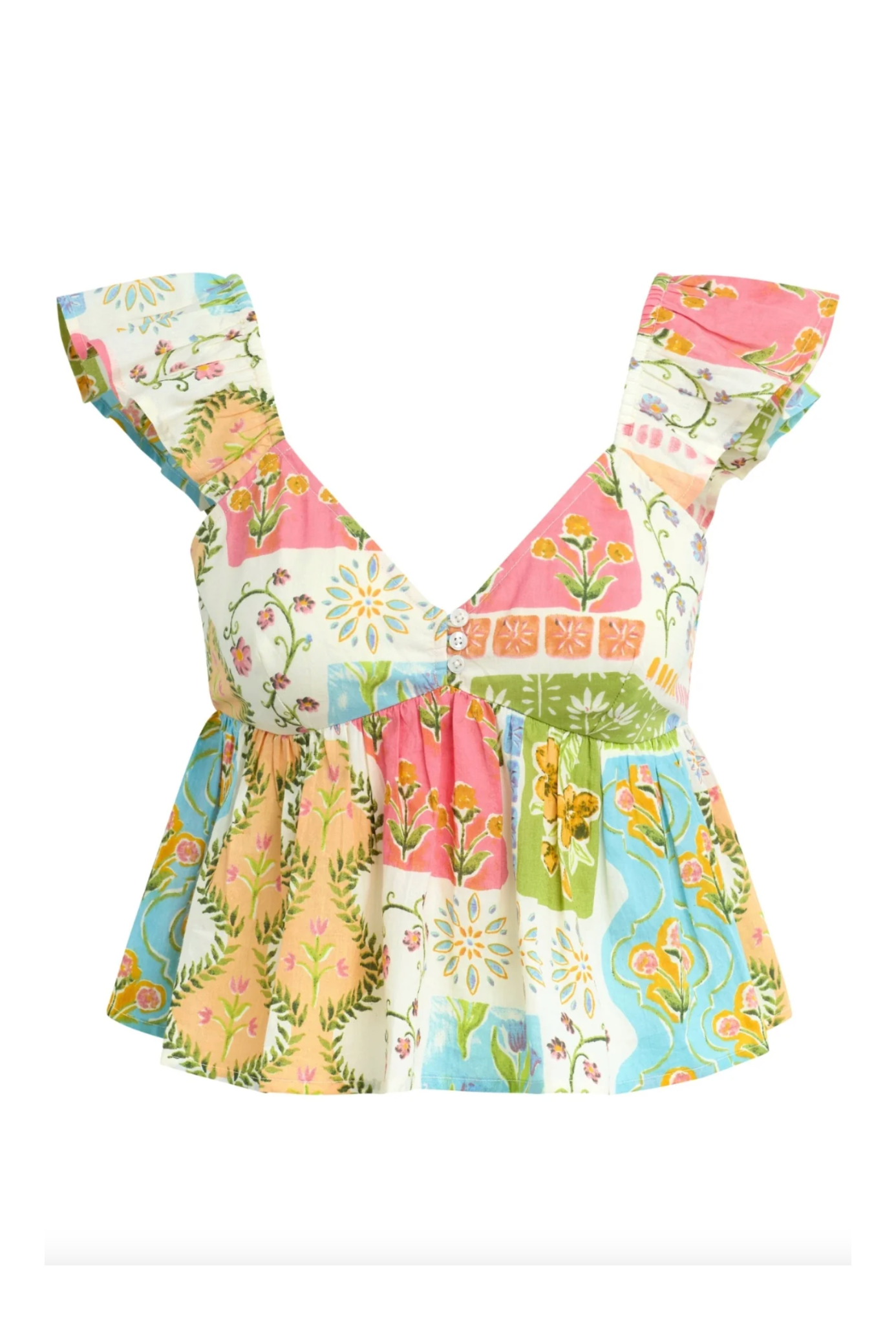 Colorful floral dress on a white background