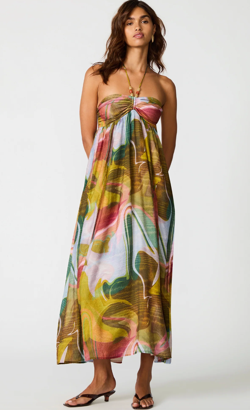 steve madden halter  maxi dress fun summer pattern