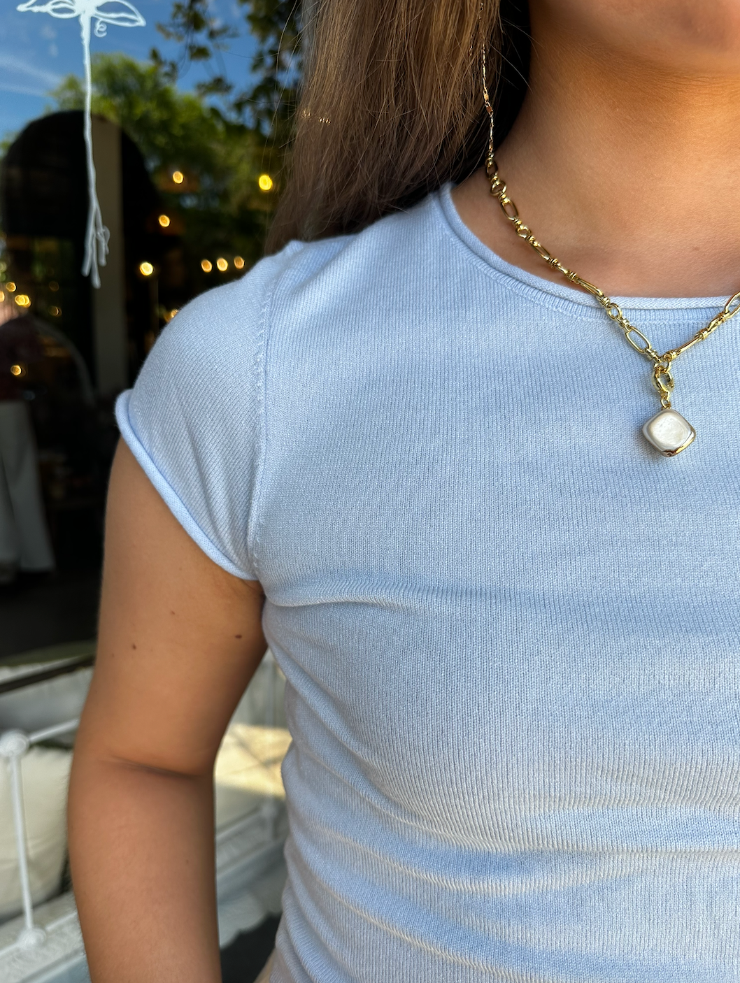 "FOUNTAIN OF LIFE" BABY BLUE TOP
