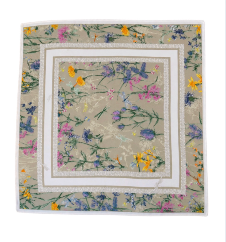 Colorful wildflower silk scarf