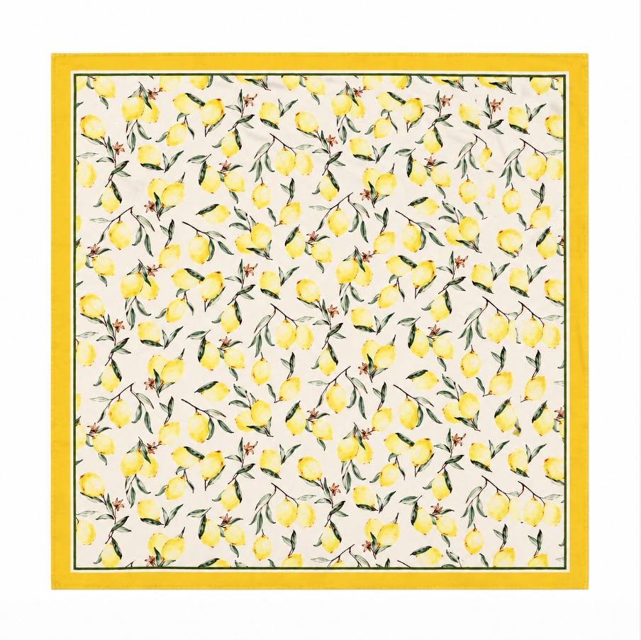 Yellow lemon silk scarf