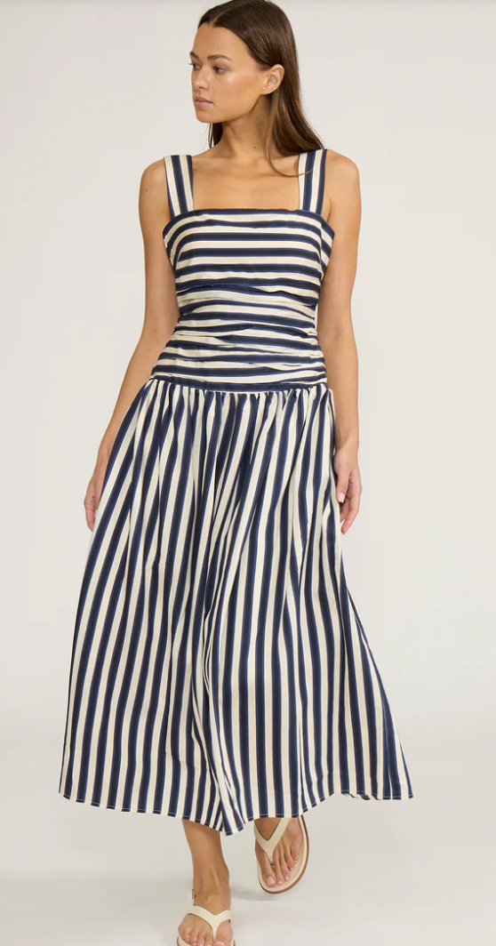 Navy and white stripes maxi dress