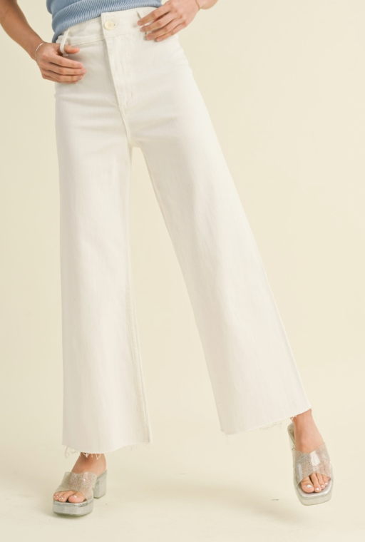Wide leg white denim pant