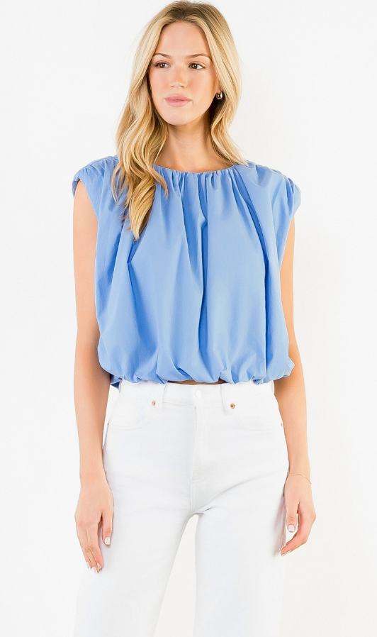 Blue blouse, bubble top
