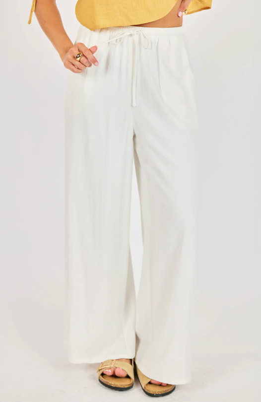 white linen pants