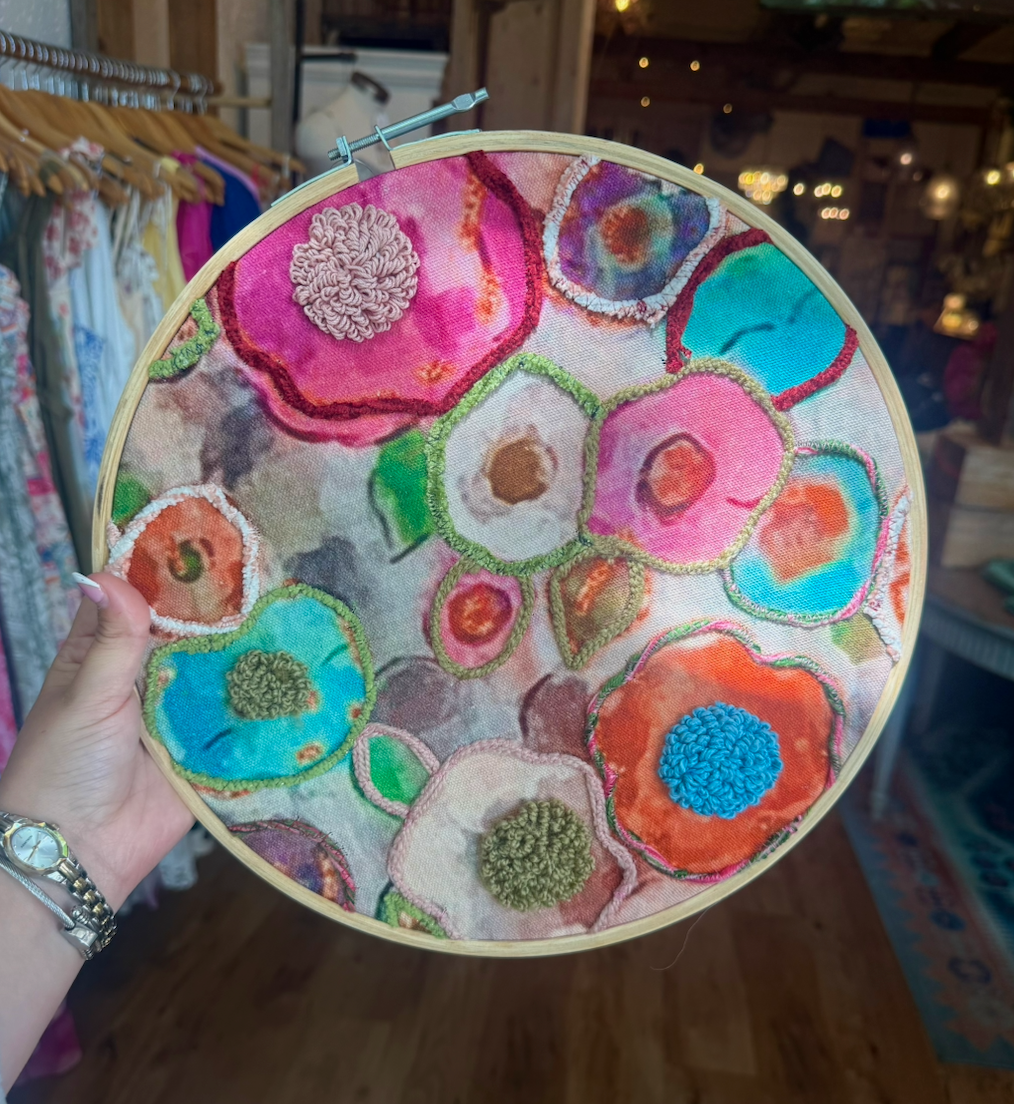 Vibrant Floral Hoop Art