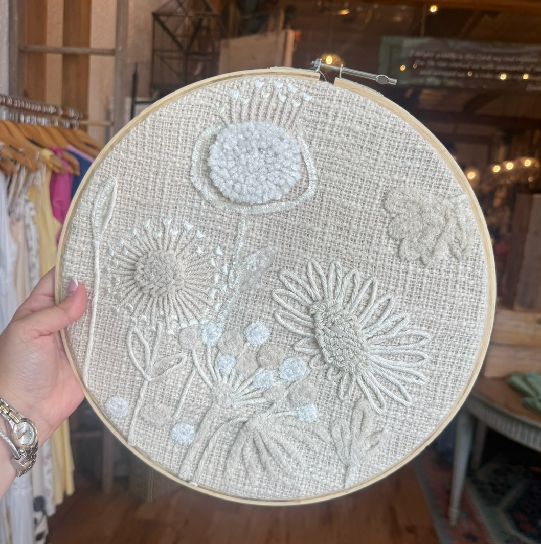 Neutral Floral Hoop Art