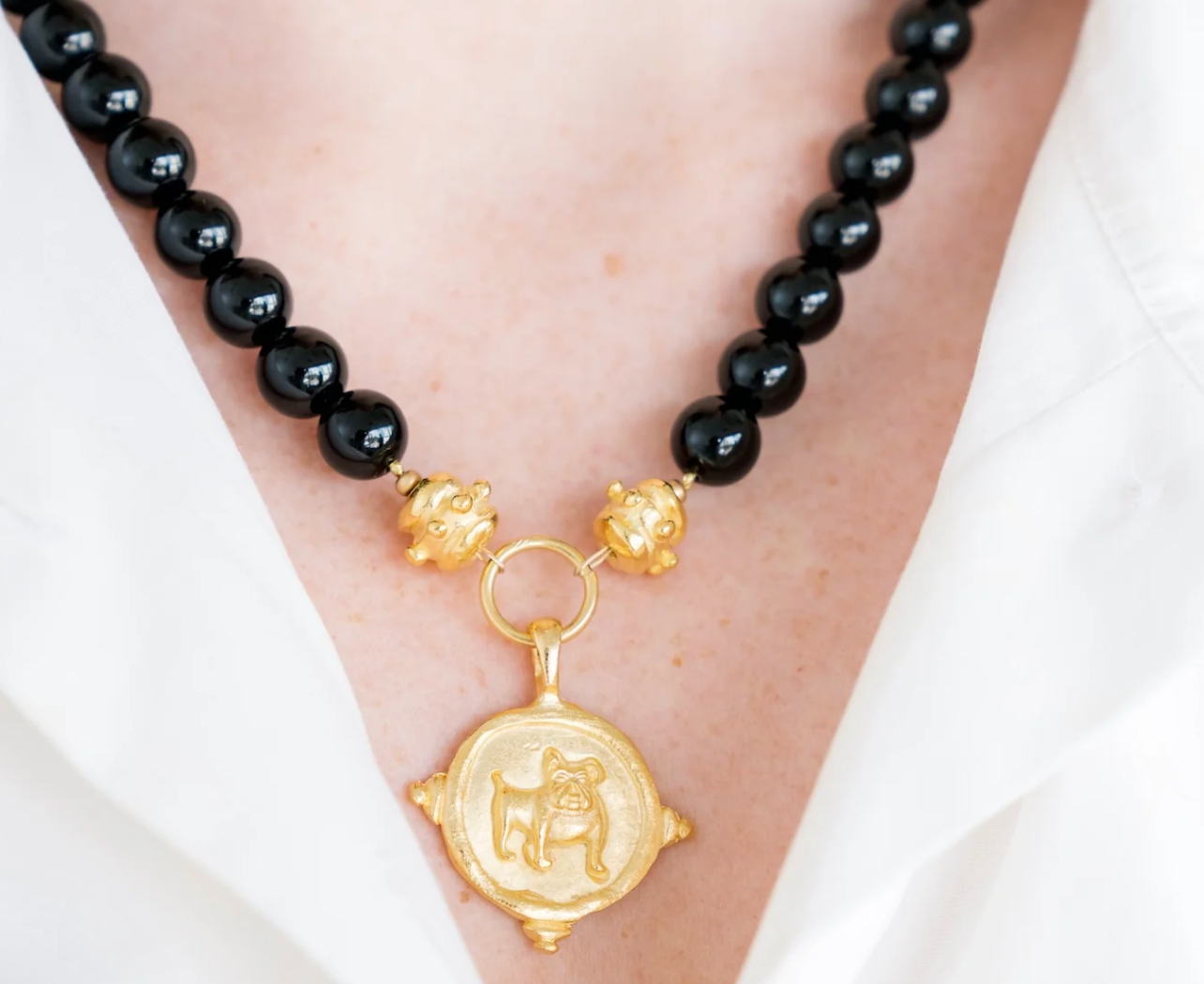 Bulldog Onyx Necklace by Susan Shaw