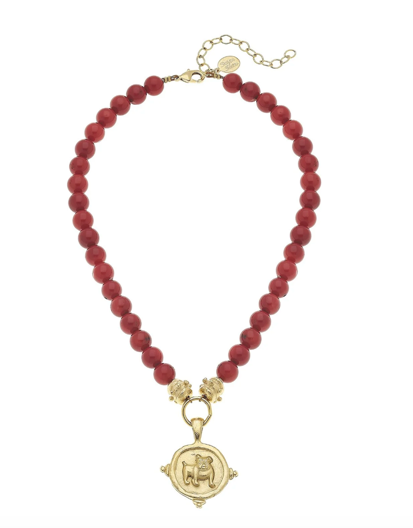 Bulldog Red Necklace by Susan Shaw
