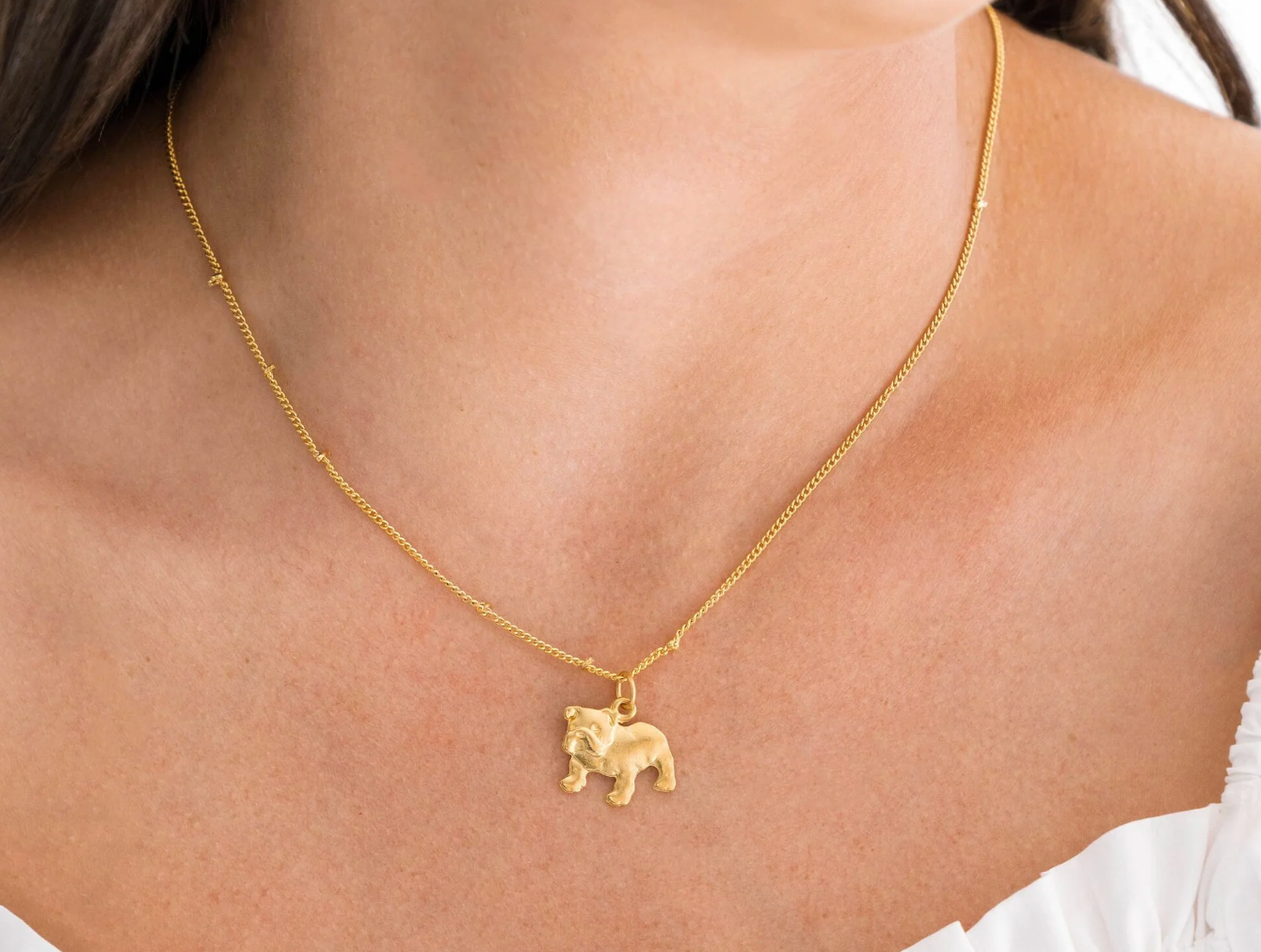 Dainty Bulldog Necklace by Susan Shaw