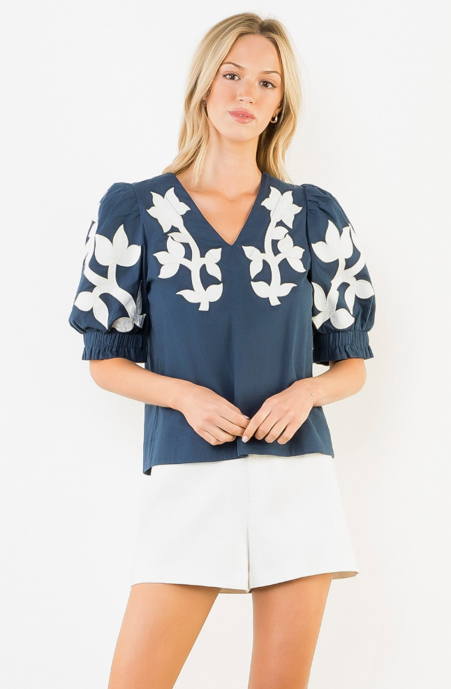 “BEAUTIFUL NAME” NAVY TOP