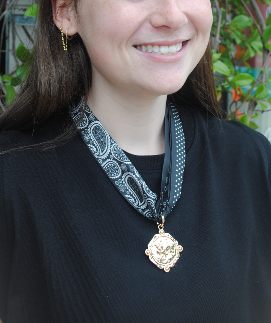 "BULLDOG LEGACY" Small Scarf Charm Necklace