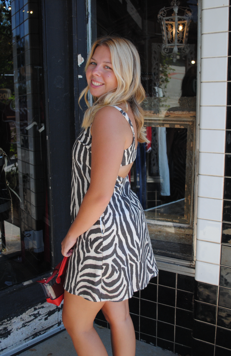 "DAWGS GONE WILD" Zebra Mini Dress