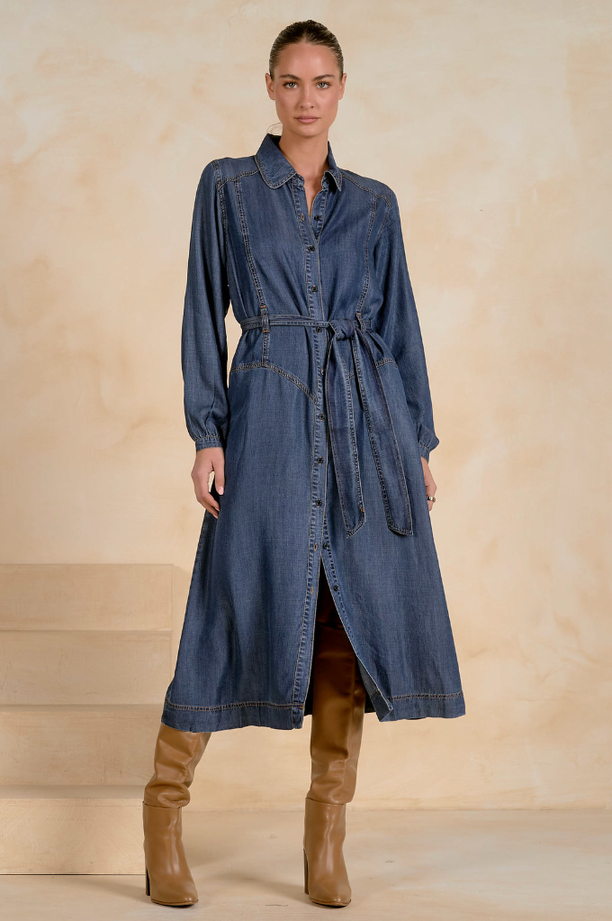 "WESTERN WANDER" Denim Maxi Dress by ELAN