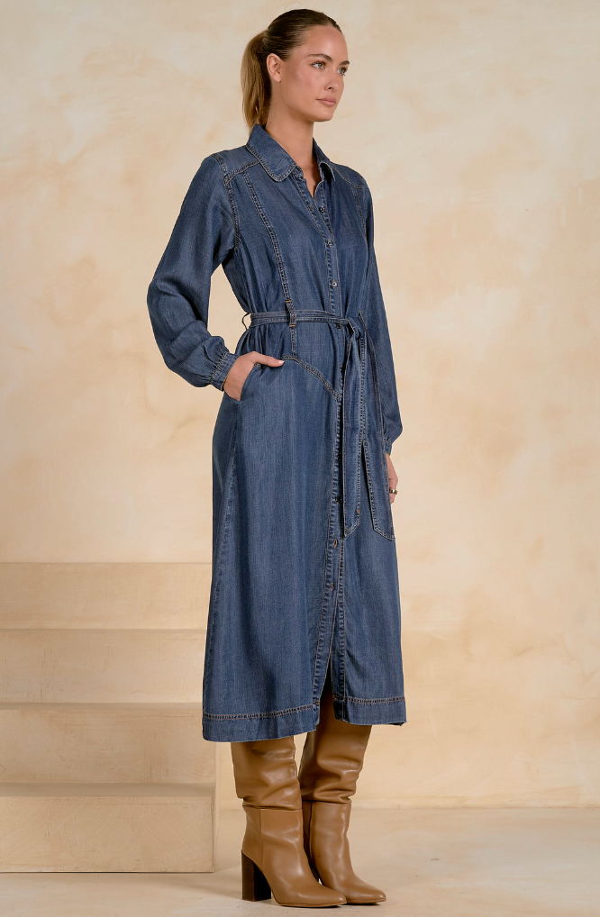 "WESTERN WANDER" Denim Maxi Dress by ELAN