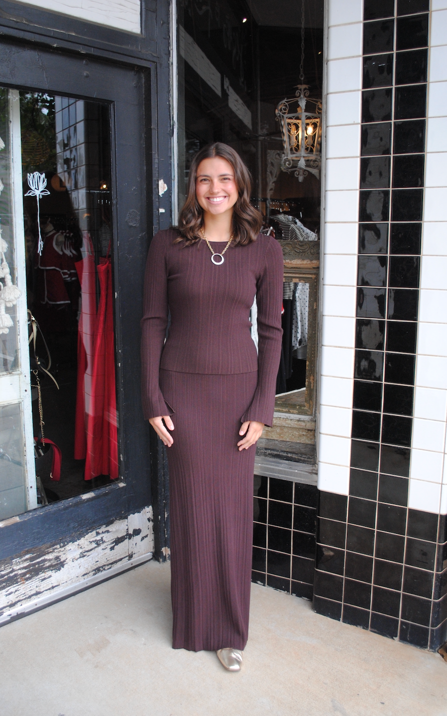 DREA RIB KNIT MAXI SKIRT